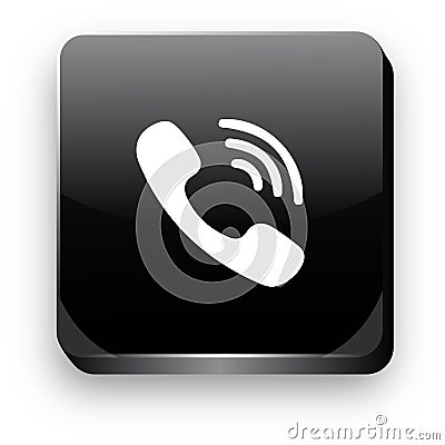 Caller icon black 3d shine button Stock Photo