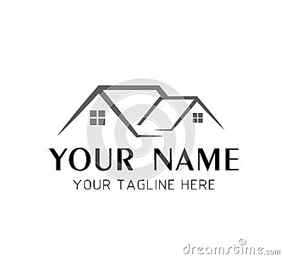 House real estate logo Home Logo Template. Home with window and building roof. Cartoon Illustration