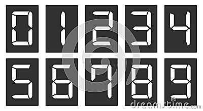 Countdown numbers flip counter vector isolated set. Gradient font style flip clock or scoreboard mechanical numbers 0 to 9 set. Stock Photo