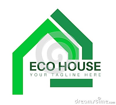 Eco House logo. Real Estate vector illustration, emblem. Innovation technology of building. Construction, property company logo Cartoon Illustration