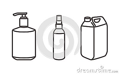 Hand sanitizer line icons Stock Photo