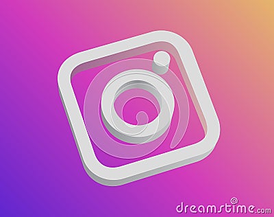 Instagram Logo 3d Minimal Simple Design Template. Copy Space 3D Cartoon Illustration