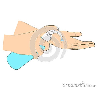Sanitation hand concept illustration, flat style, Please wash your hands. Cartoon Illustration