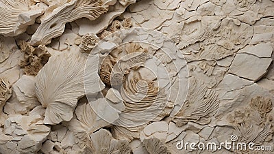 Dreamweaver's Canvas: Fossilized Limestone Dreams. AI generate Stock Photo