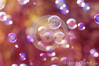 The Dreamy Abstract background from soap bubble in the air with Stock Photo