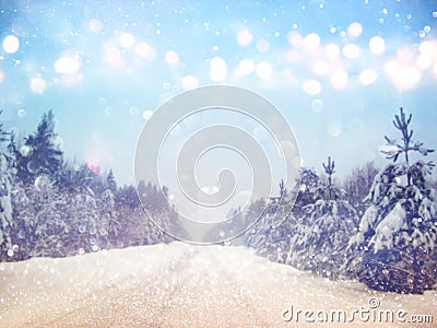 Dreamy and abstract magical winter landscape photo Stock Photo