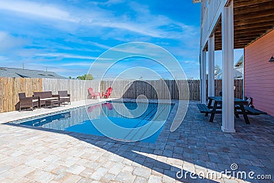 Backyard swimming pool Stock Photo