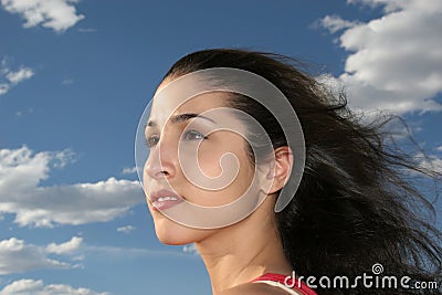 Dreamy, Beautiful, Greek Woman Stock Photo