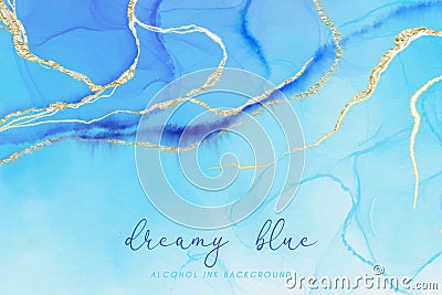 dreamy blue gold alcohol ink background vector illustration Vector Illustration