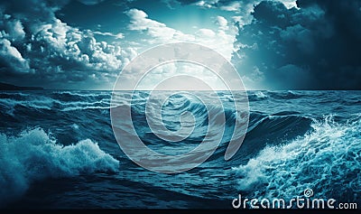 Dreamy Blue Sea and Sky Background for Invitations and Posters. Stock Photo