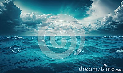 Dreamy Blue Sea and Sky Background for Invitations and Posters. Stock Photo