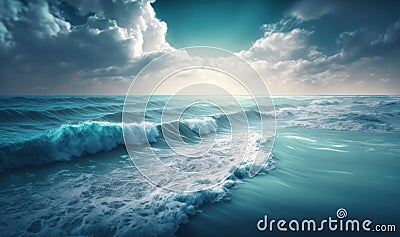 Dreamy Blue Sea and Sky Background for Invitations and Posters. Stock Photo