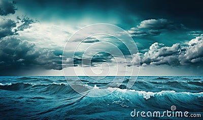 Dreamy Blue Sea and Sky Background for Invitations and Posters. Stock Photo