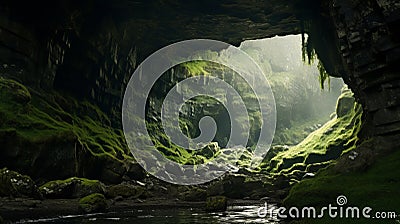 Dreamy Cave Waterfall In Hindu Yorkshire Dales Stock Photo