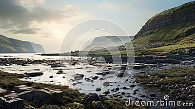 Dreamy Coastal Waterfall And Ocean View In Faroe Islands Stock Photo