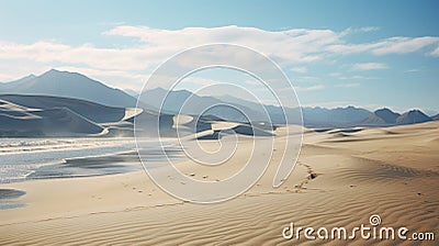 Dreamy Desert And Majestic Mountains: A Fusion Of Nature's Beauty Stock Photo