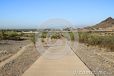 Dreamy Draw Recreation Area Paved Bike Path and Dirt Hiking Trail, Phoenix, AZ Stock Photo