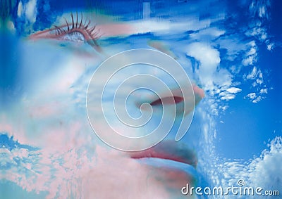 Dreamy Female Face Abstract Art Stock Photo