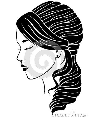 Dreamy girl with wavy hairdo Vector Illustration