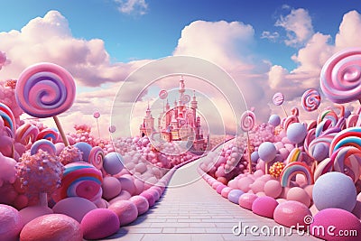 Dreamy journey through a vivid candyland, Generative AI Stock Photo