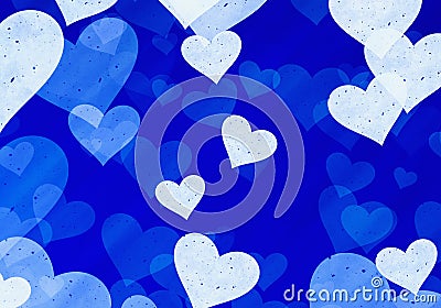 Dreamy light hearts on blue backgrounds Stock Photo