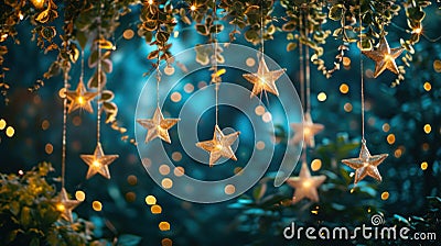 A dreamy night sky backdrop with sparkling stars, transforming the party into a celestial wonderland Stock Photo