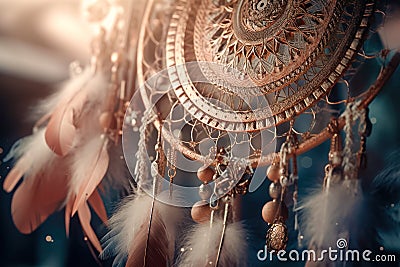 Dreamy Pastel Dream Catcher - Symbol of Peace and Harmony - Generative AI Cartoon Illustration