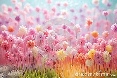 Dreamy soft focus landscape of colorful floral blooms Stock Photo