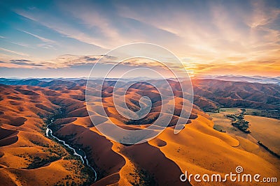 Dreamy Sunset Horizon View.AI Generated Stock Photo