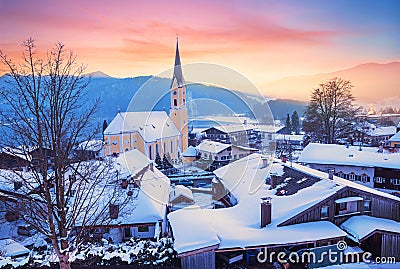 Dreamy sunset landscape at tourist resort schliersee upper bavaria Stock Photo