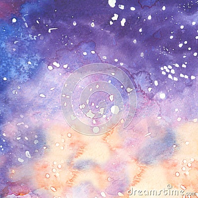 Dreamy watercolor night sky background Stock Photo