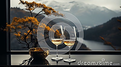 Dreamy winery with view during Autumn season Stock Photo