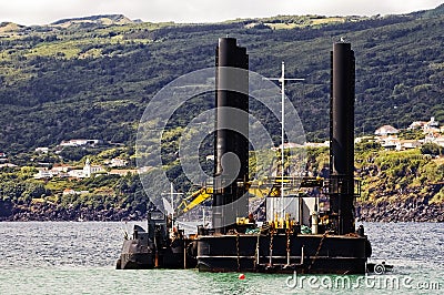 Dredger and barge Stock Photo