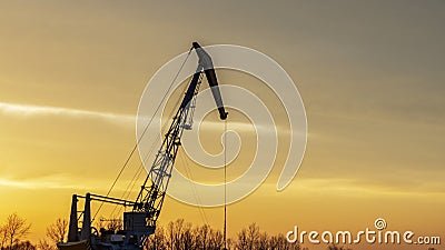 Dredger is working to deepen the fairway on the river. Cleaning and deepening by a dredger on the river. Stock Photo
