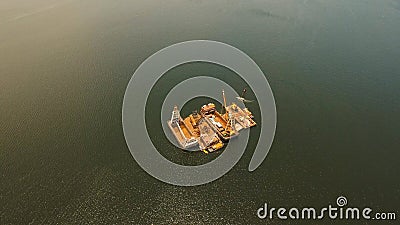 Dredging platform on the sea. Philippines, Manila. Stock Photo