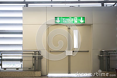 Door sign Emergency exit door Stock Photo