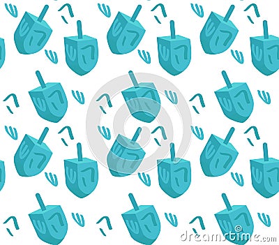 Dreidel seamless pattern. Hanukkah Dreidel seamless texture. Vector Illustration