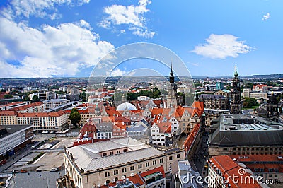 Dresden aerial view from Frauenkirche Stock Photo