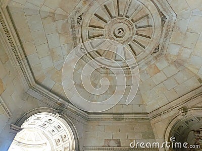 Decorative Sandstone ceiling of an entrance portal of the Zwinger in Dresden, Germany. Editorial Stock Photo