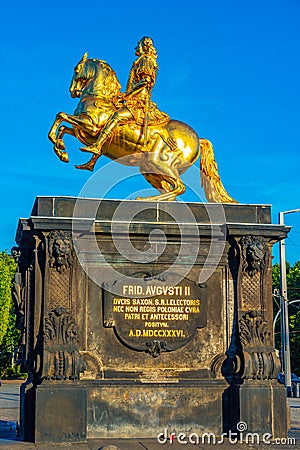 Dresden, Germany, August 6, 2022: Goldene Reiter statue in Germa Editorial Stock Photo