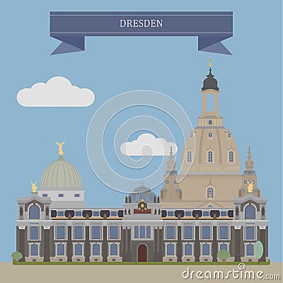 Dresden, Germany Vector Illustration