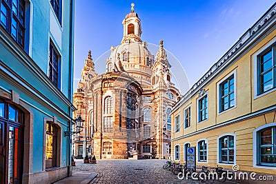 Dresden, Germany - Frauenkirche famous cathedral in Dresda, Saxony Stock Photo