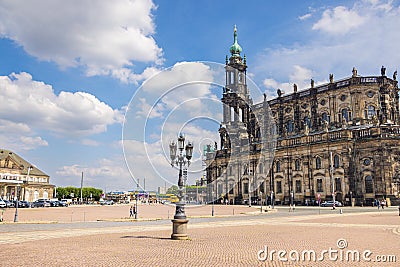 Dresden, Germany - June 28, 2022: Sight to the Dresdner Hofkirche. Cathedral of the Dresden-Meissen diocese, connected to the Editorial Stock Photo
