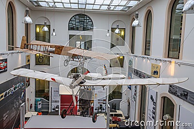 DRESDEN, GERMANY - MAI 2015: ancient flying machine with propell Editorial Stock Photo