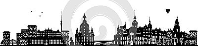 Dresden germany skyline black isolated vector Vector Illustration