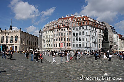 Dresden: may 2. 2017 - Dresden, Germany. Frauenkirche Church of Our lady. Medieval city, historical and cultural center of Free Editorial Stock Photo