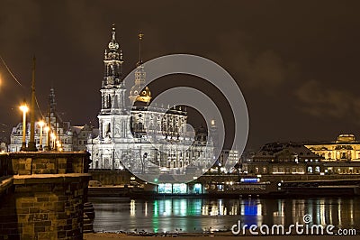 Dresden at Night Stock Photo