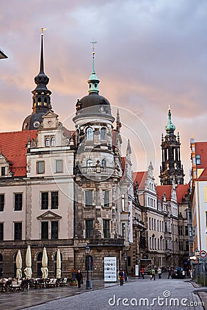 Dresden in the rays of the setting sun Editorial Stock Photo