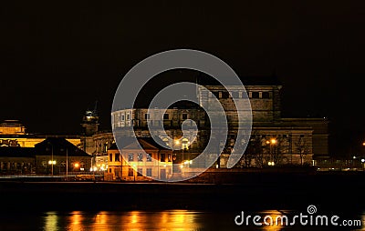 Dresden Semperoper night Stock Photo