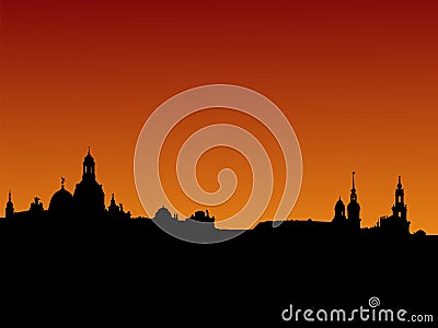 Dresden skyline at sunset Vector Illustration